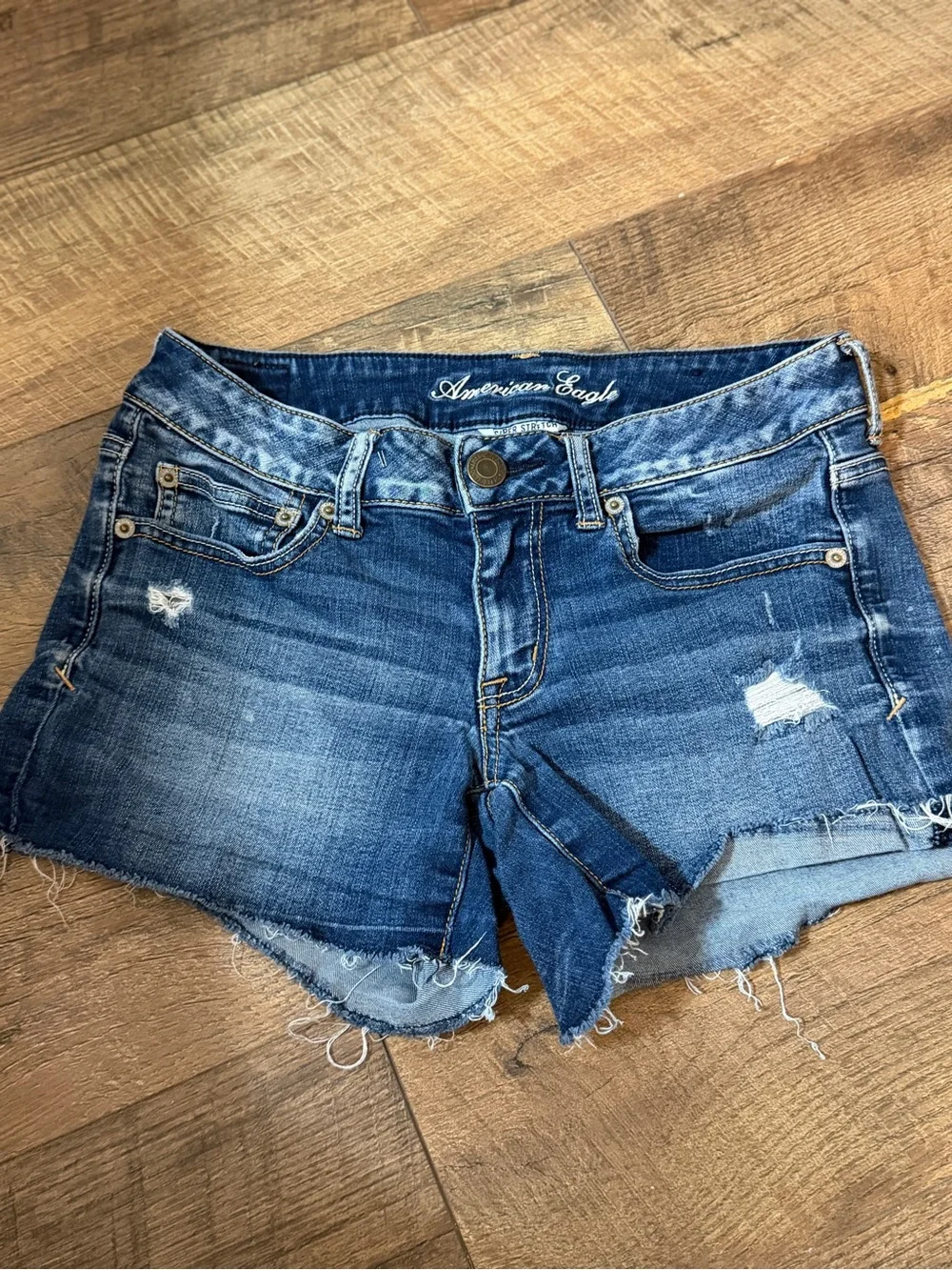 American Eagle Outfitters Blue Distressed Denim Cutoff Shorts